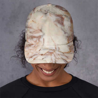 Brown Beige Marble Print Baseball Cap
