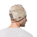 Brown Beige Marble Print Beanie