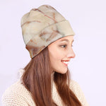 Brown Beige Marble Print Beanie