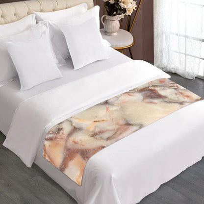 Brown Beige Marble Print Bed Runner