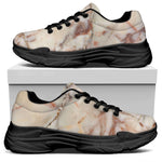 Brown Beige Marble Print Black Chunky Shoes