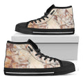 Brown Beige Marble Print Black High Top Sneakers