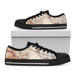 Brown Beige Marble Print Black Low Top Sneakers