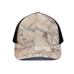 Brown Beige Marble Print Black Mesh Trucker Cap
