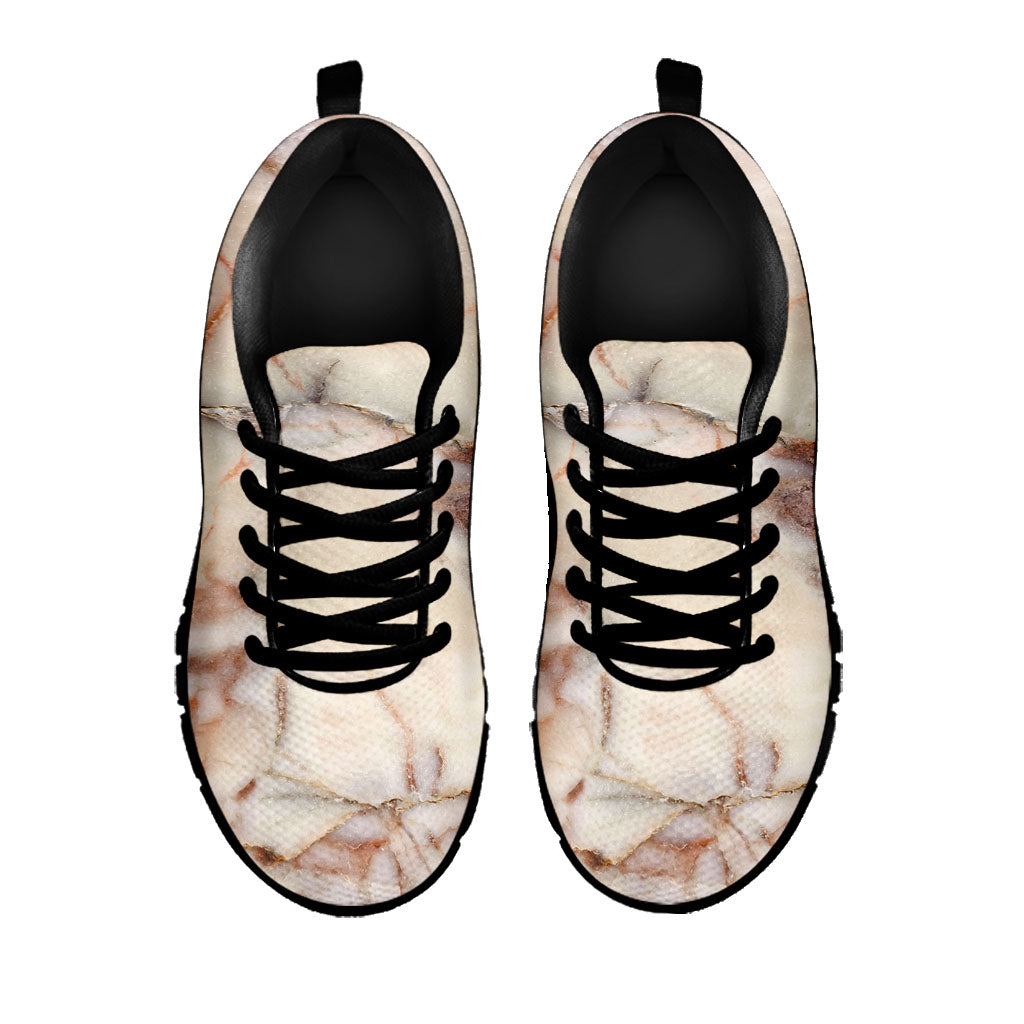 Brown Beige Marble Print Black Running Shoes