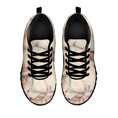 Brown Beige Marble Print Black Running Shoes