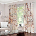 Brown Beige Marble Print Dimout Grommet Curtains