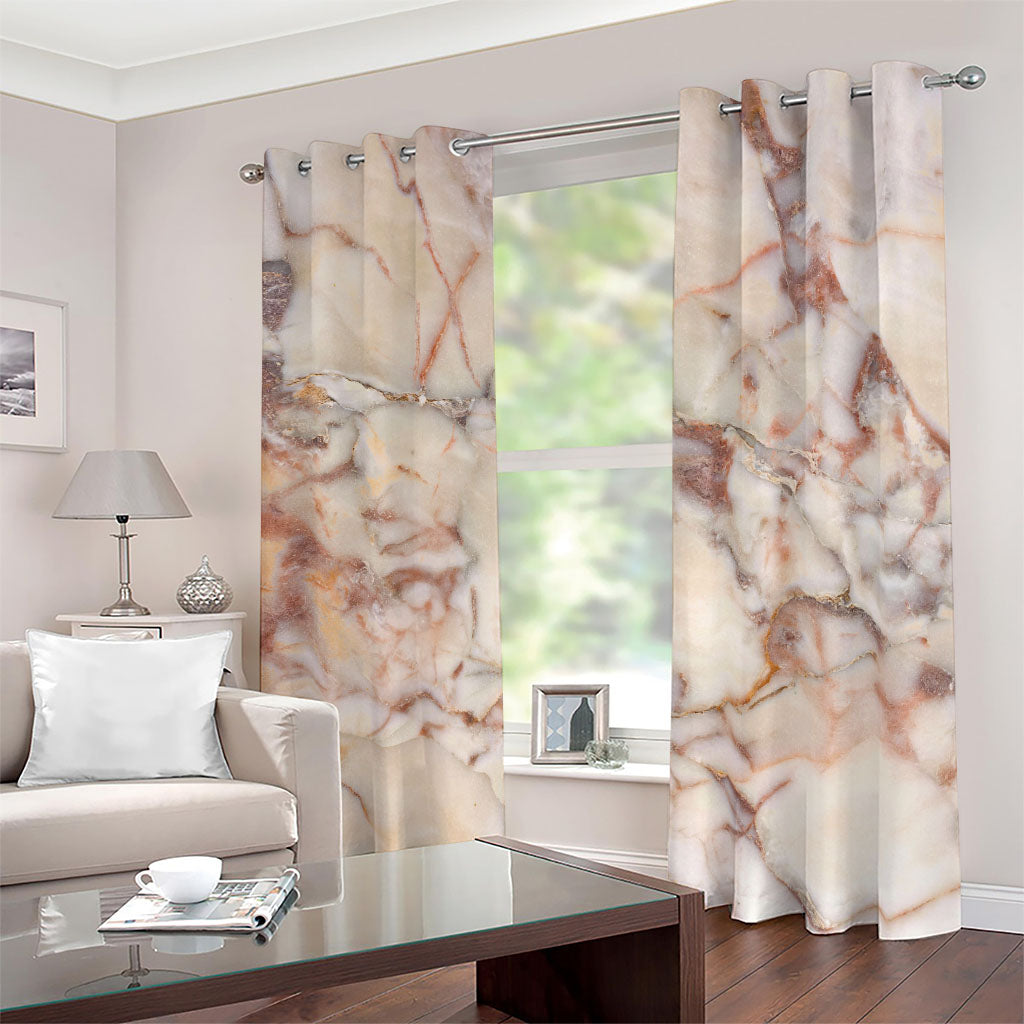 Brown Beige Marble Print Blackout Grommet Curtains