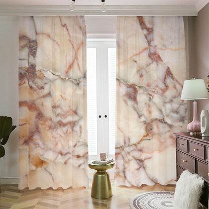 Brown Beige Marble Print Blackout Pencil Pleat Curtains