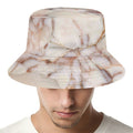 Brown Beige Marble Print Bucket Hat