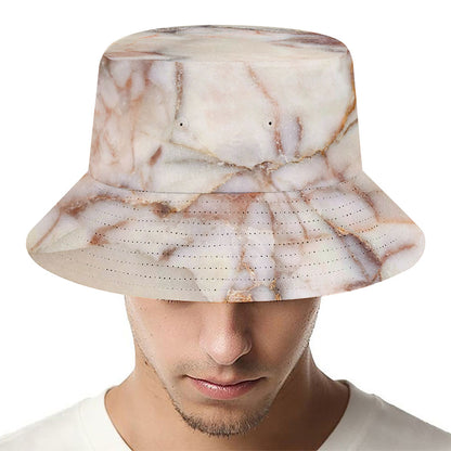 Brown Beige Marble Print Bucket Hat