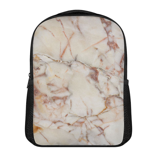 Brown Beige Marble Print Casual Backpack