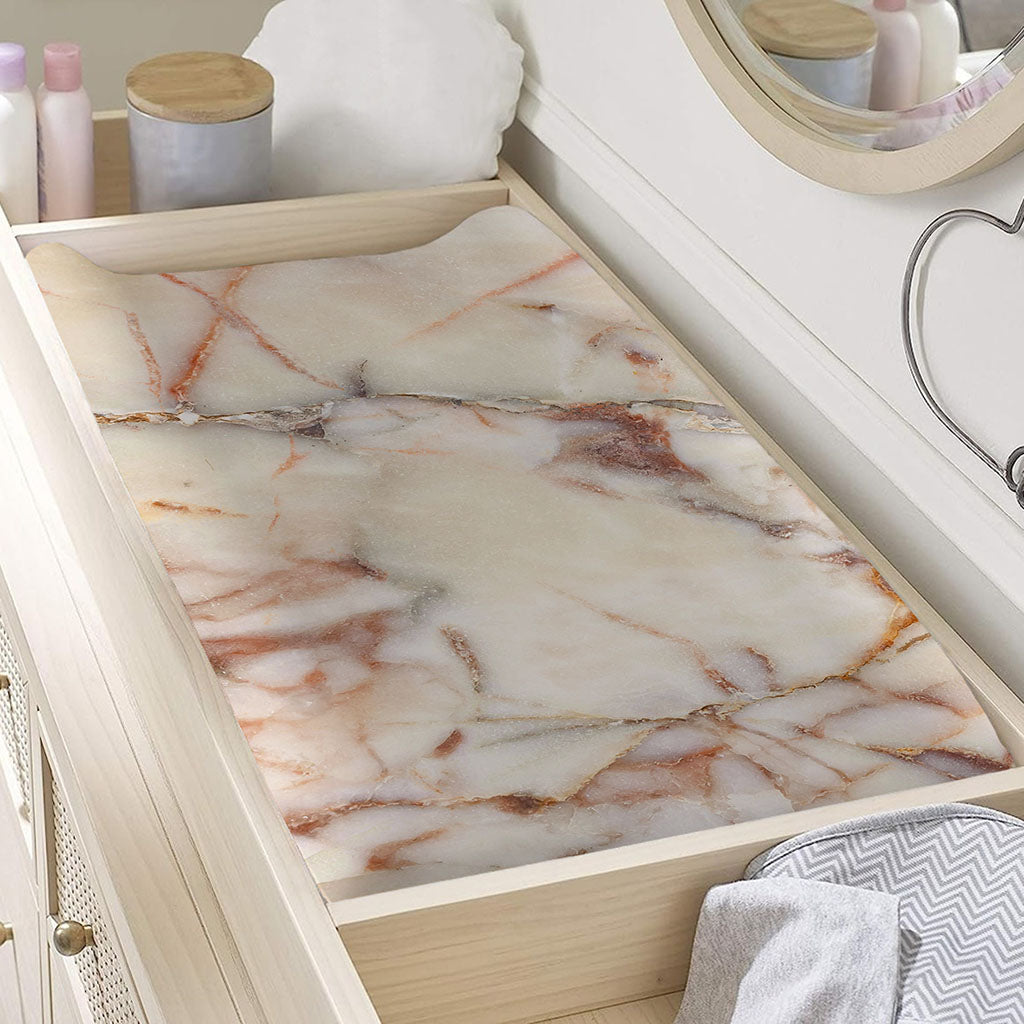 Brown Beige Marble Print Changing Pad Cover