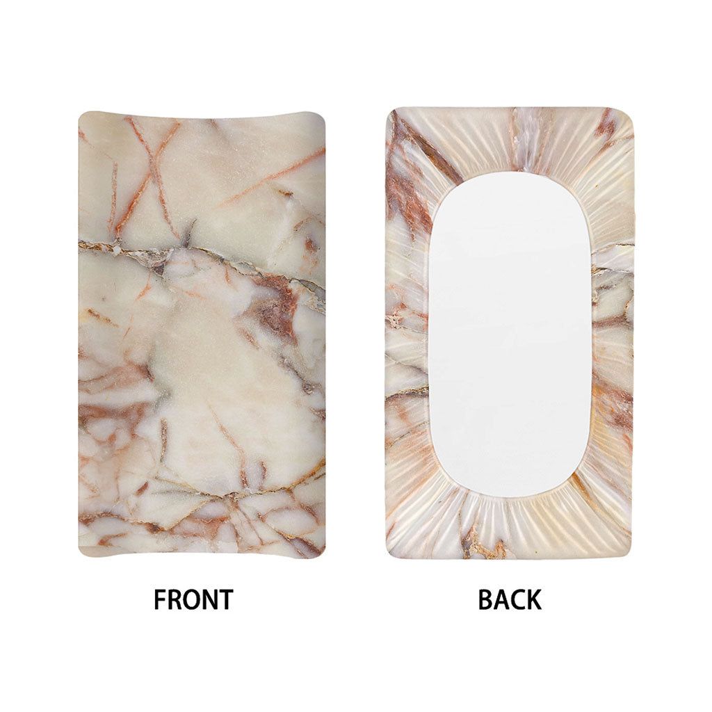 Brown Beige Marble Print Changing Pad Cover