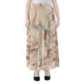 Brown Beige Marble Print Chiffon Maxi Skirt