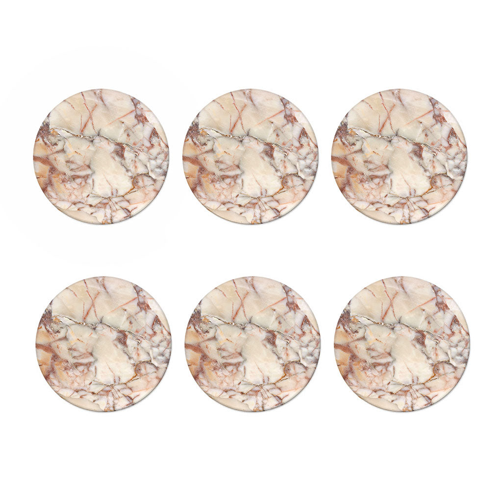 Brown Beige Marble Print Coaster Set