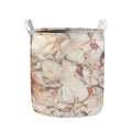 Brown Beige Marble Print Collapsible Laundry Basket