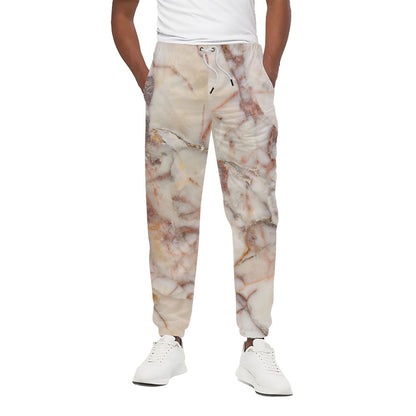 Brown Beige Marble Print Cotton Pants