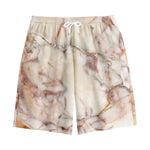 Brown Beige Marble Print Cotton Shorts