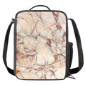 Brown Beige Marble Print Crossbody Lunch Bag