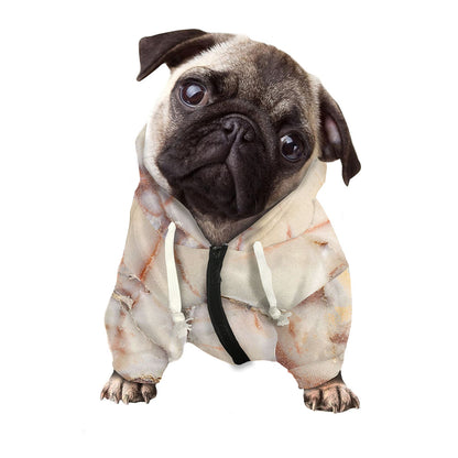 Brown Beige Marble Print Dog Zip Up Hoodie