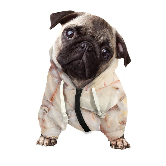 Brown Beige Marble Print Dog Zip Up Hoodie