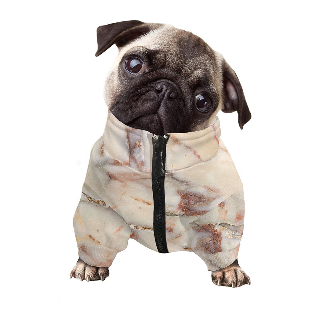 Brown Beige Marble Print Dog Zip Up Jacket