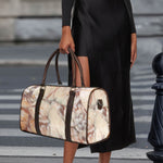 Brown Beige Marble Print Duffle Bag