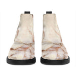 Brown Beige Marble Print Flat Ankle Boots