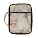 Brown Beige Marble Print Front Pocket Bible Bag