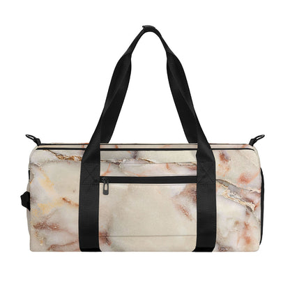 Brown Beige Marble Print Gym Bag