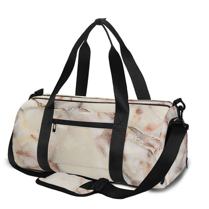 Brown Beige Marble Print Gym Bag
