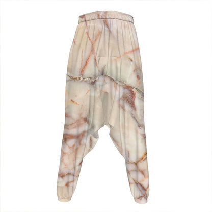 Brown Beige Marble Print Hammer Pants