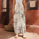 Brown Beige Marble Print Harem Pants