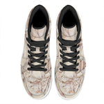Brown Beige Marble Print High Top Leather Sneakers