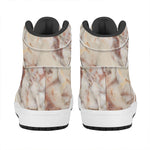 Brown Beige Marble Print High Top Leather Sneakers