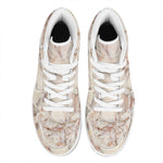 Brown Beige Marble Print High Top Leather Sneakers