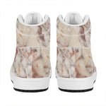 Brown Beige Marble Print High Top Leather Sneakers