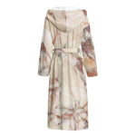 Brown Beige Marble Print Hooded Bathrobe
