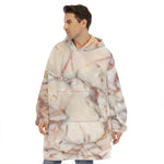 Brown Beige Marble Print Hoodie Blanket