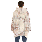 Brown Beige Marble Print Hoodie Blanket