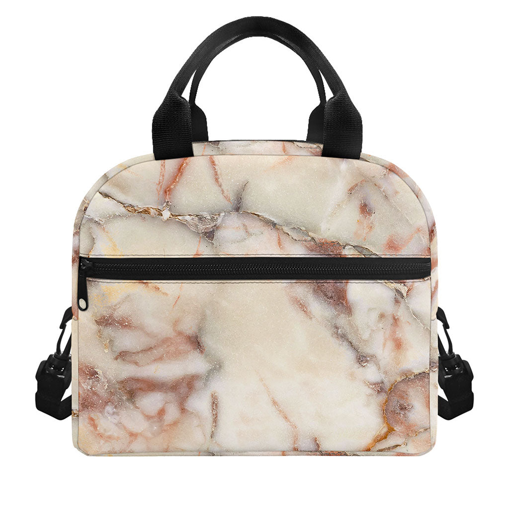 Brown Beige Marble Print Insulated Lunch Bag