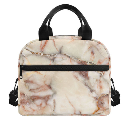 Brown Beige Marble Print Insulated Lunch Bag