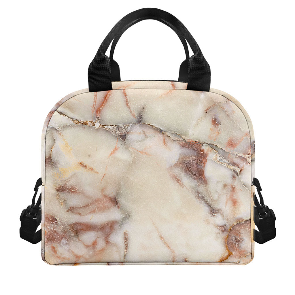 Brown Beige Marble Print Insulated Lunch Bag