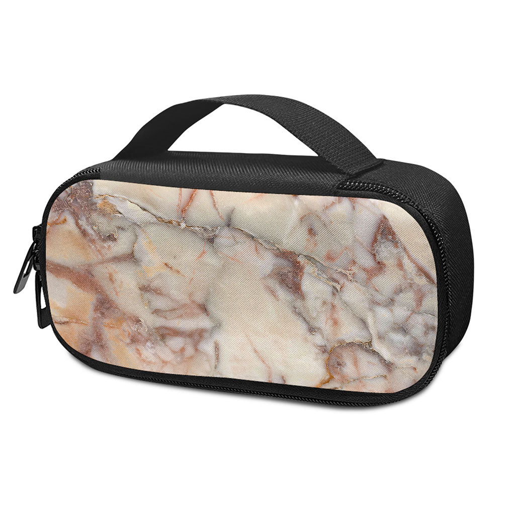 Brown Beige Marble Print Insulin Cooler Travel Case