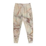 Brown Beige Marble Print Jogger Pants