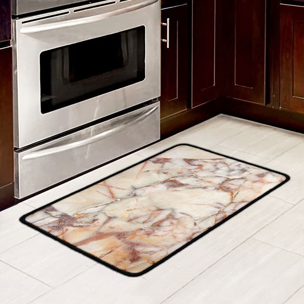 Brown Beige Marble Print Kitchen Mat