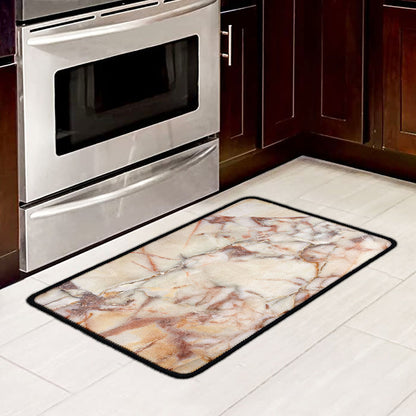 Brown Beige Marble Print Kitchen Mat