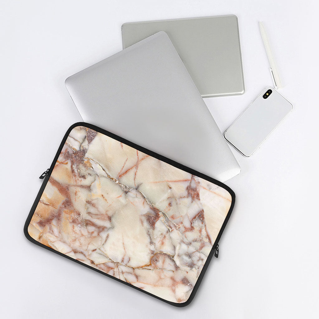 Brown Beige Marble Print Laptop Sleeve