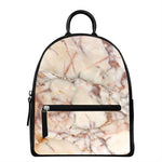 Brown Beige Marble Print Leather Backpack